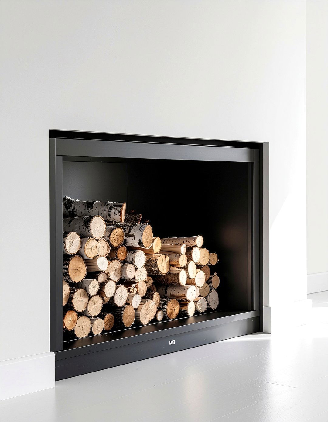 Electric fireplace with log storage - 30 electric fireplace ideas