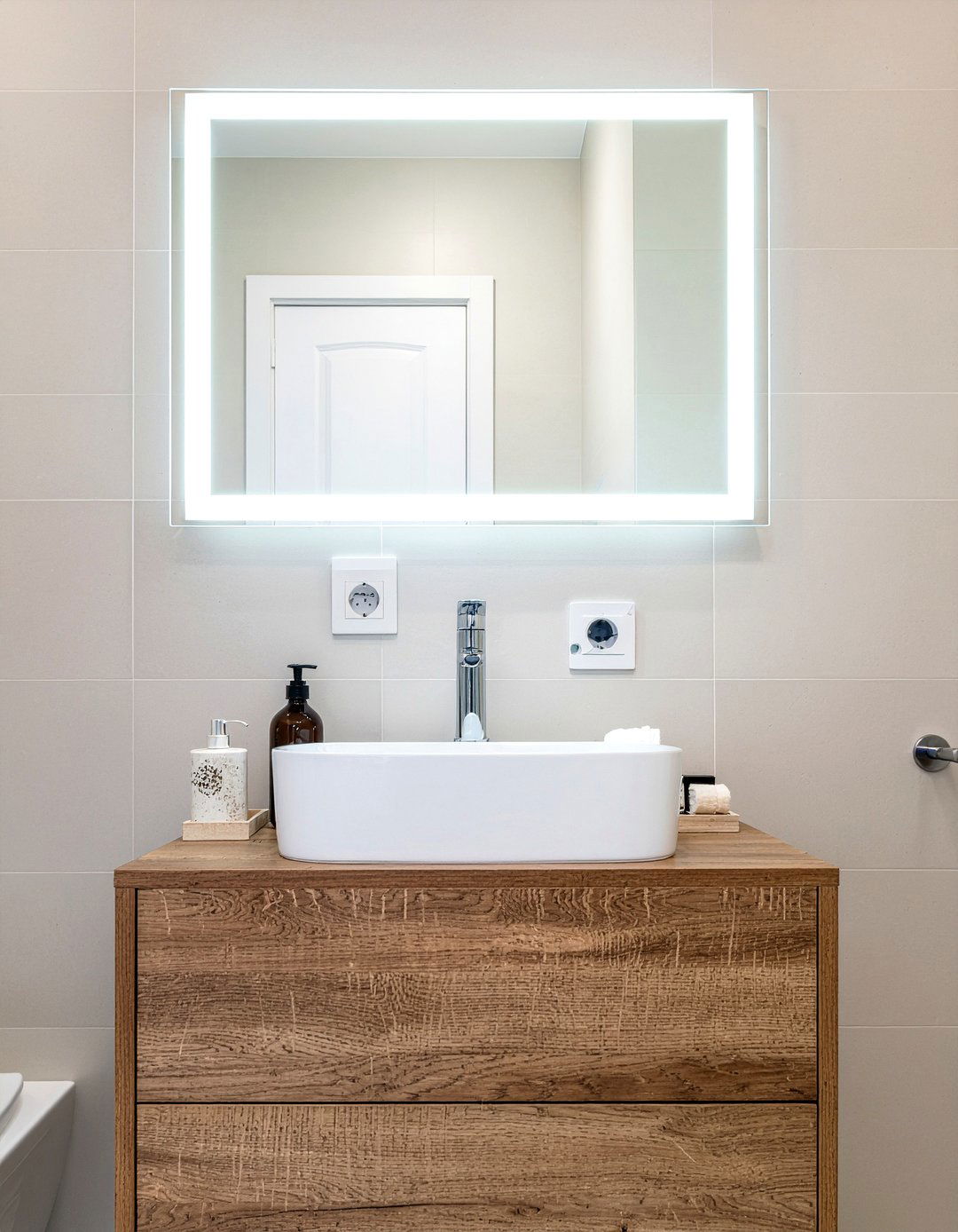 Electric vanity mirror defogger - 30 bathroom electrical ideas
