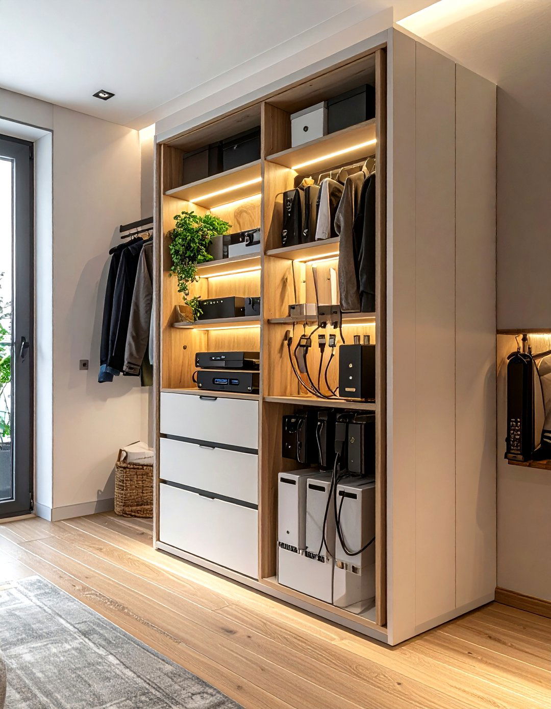 Electronics Charging Station Cabinet - 30 living room closet organization