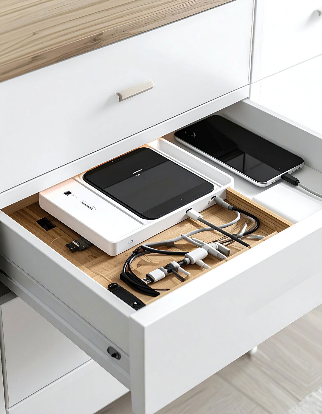 Electronics Charging Station - 30 bedroom drawer organization ideas