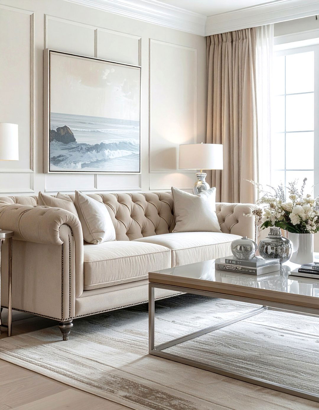 Elegant Coastal Beige Living Room - 30 coastal beige living room ideas