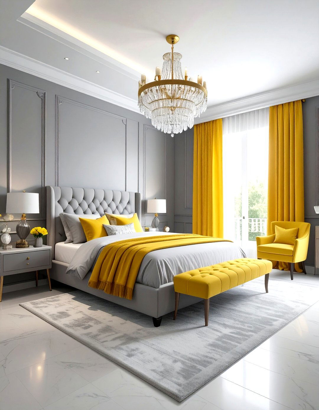 Elegant Gray Yellow Master Bedroom - 30 gray yellow bedroom ideas