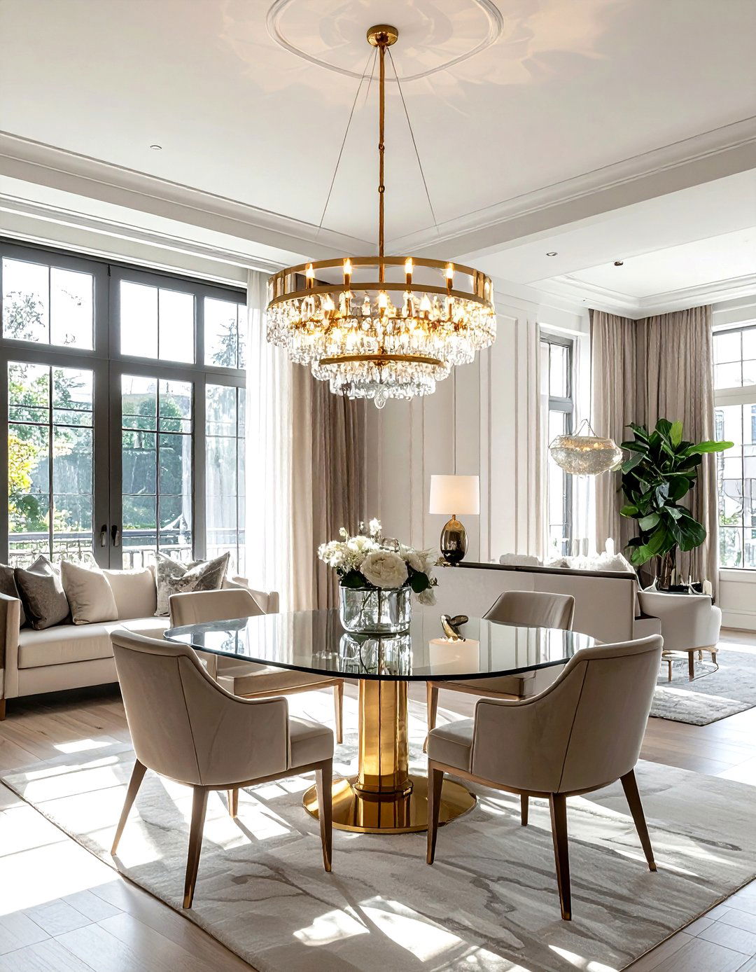 Elegant brass glass chandelier - 30 brass chandelier dining room ideas