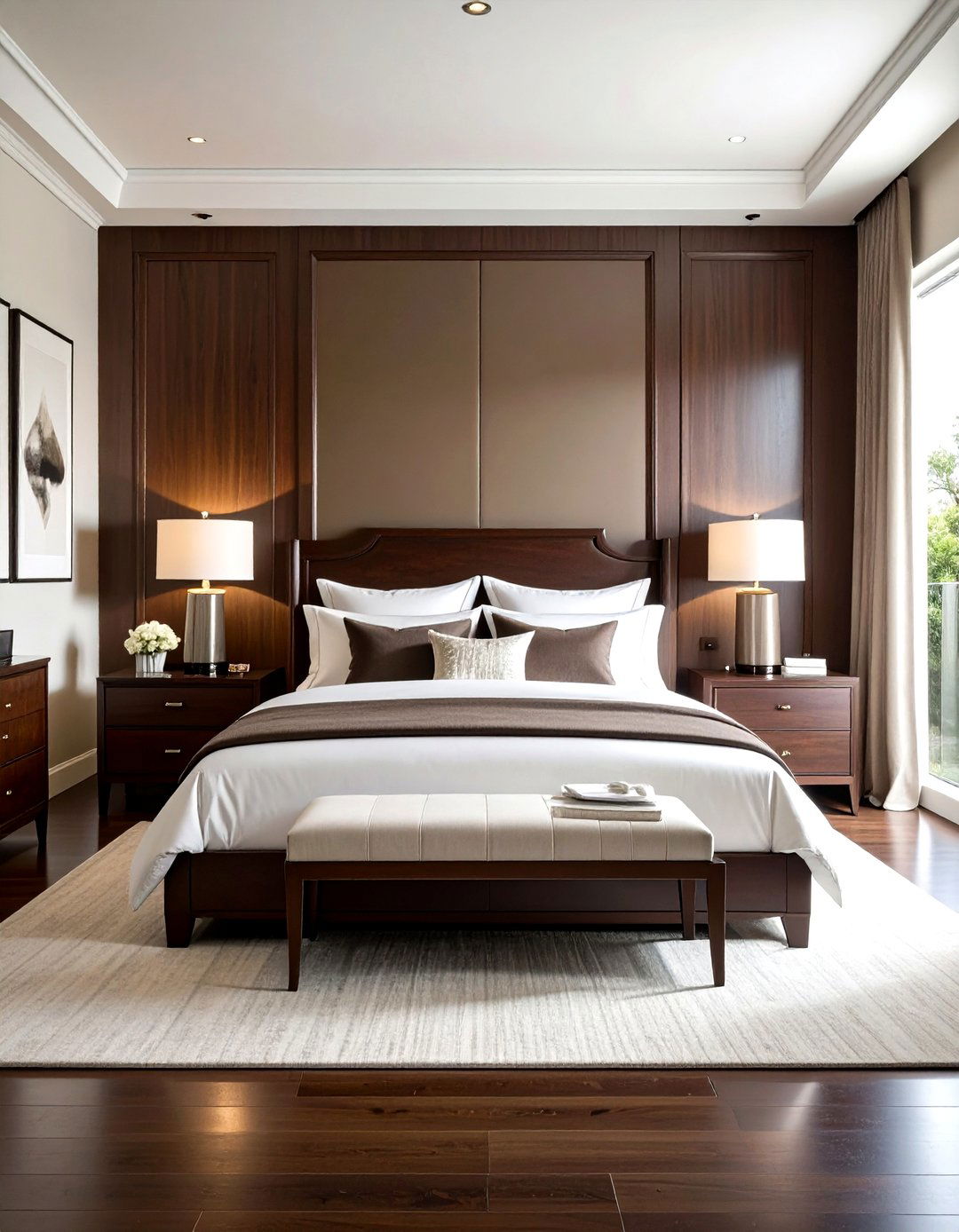 Elegant brown and white bedroom - 30 brown and white bedroom ideas
