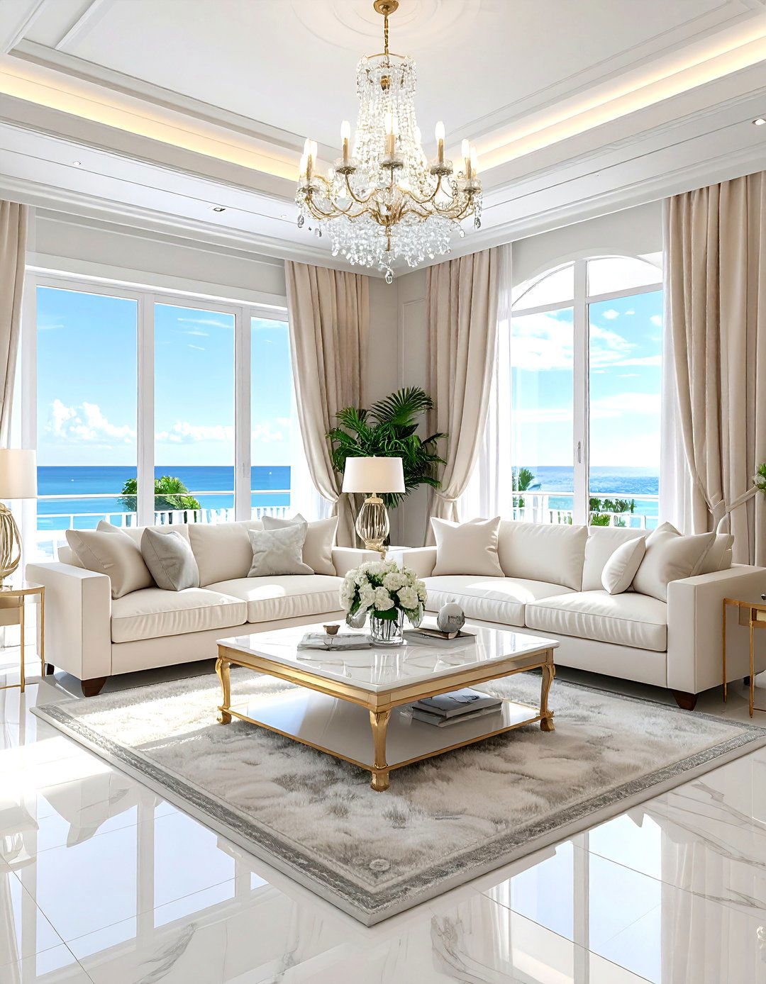 Elegant coastal living room - 30 coastal cream living room ideas