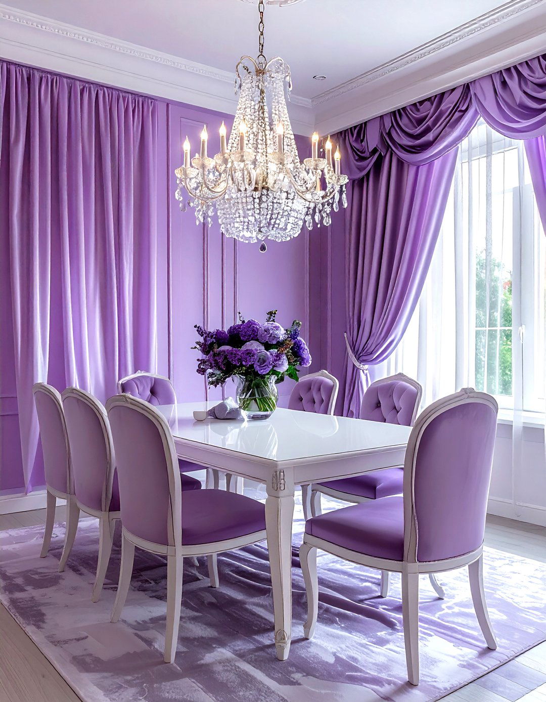 Elegant lavender dining room - 30 lavender and white dining room ideas