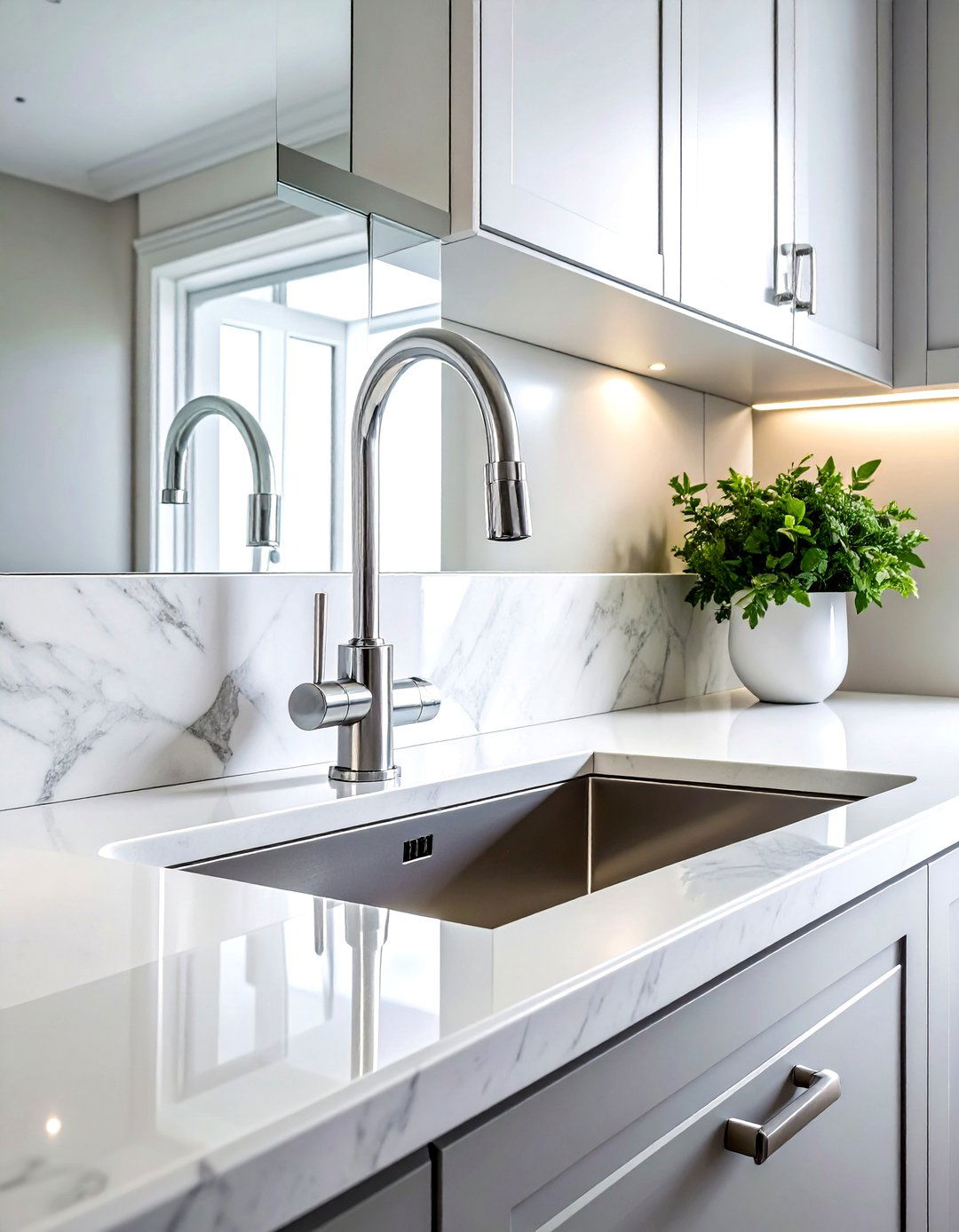Elegant polished nickel faucet - 30 nickel kitchen faucet ideas