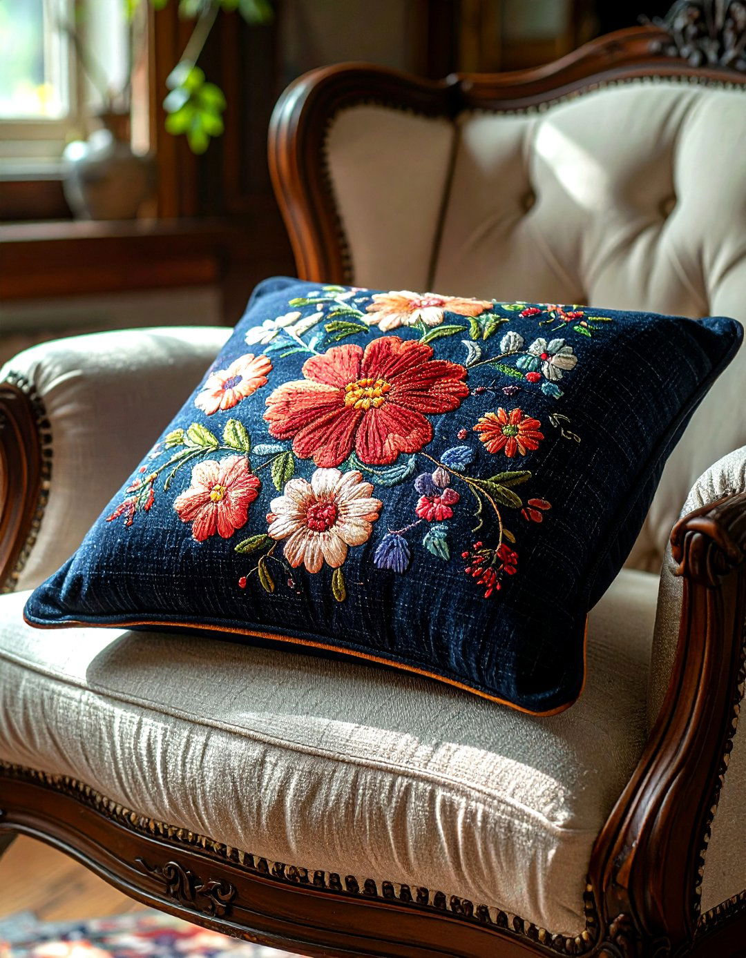 Embroidered Bolster Cushion - 30 bolster pillow ideas