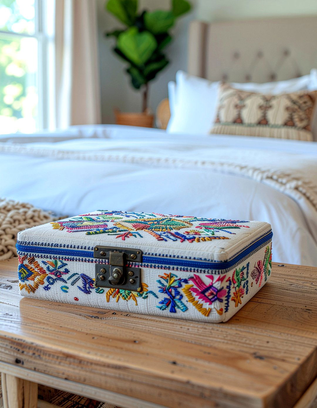 Embroidered Fabric Box - 30 bedroom decorative boxes