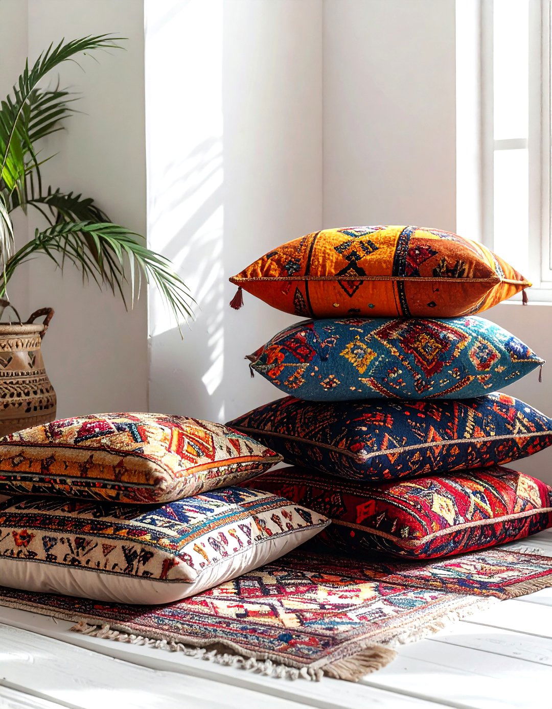 Embroidered Floor Pillow - 30 Moroccan home decor ideas