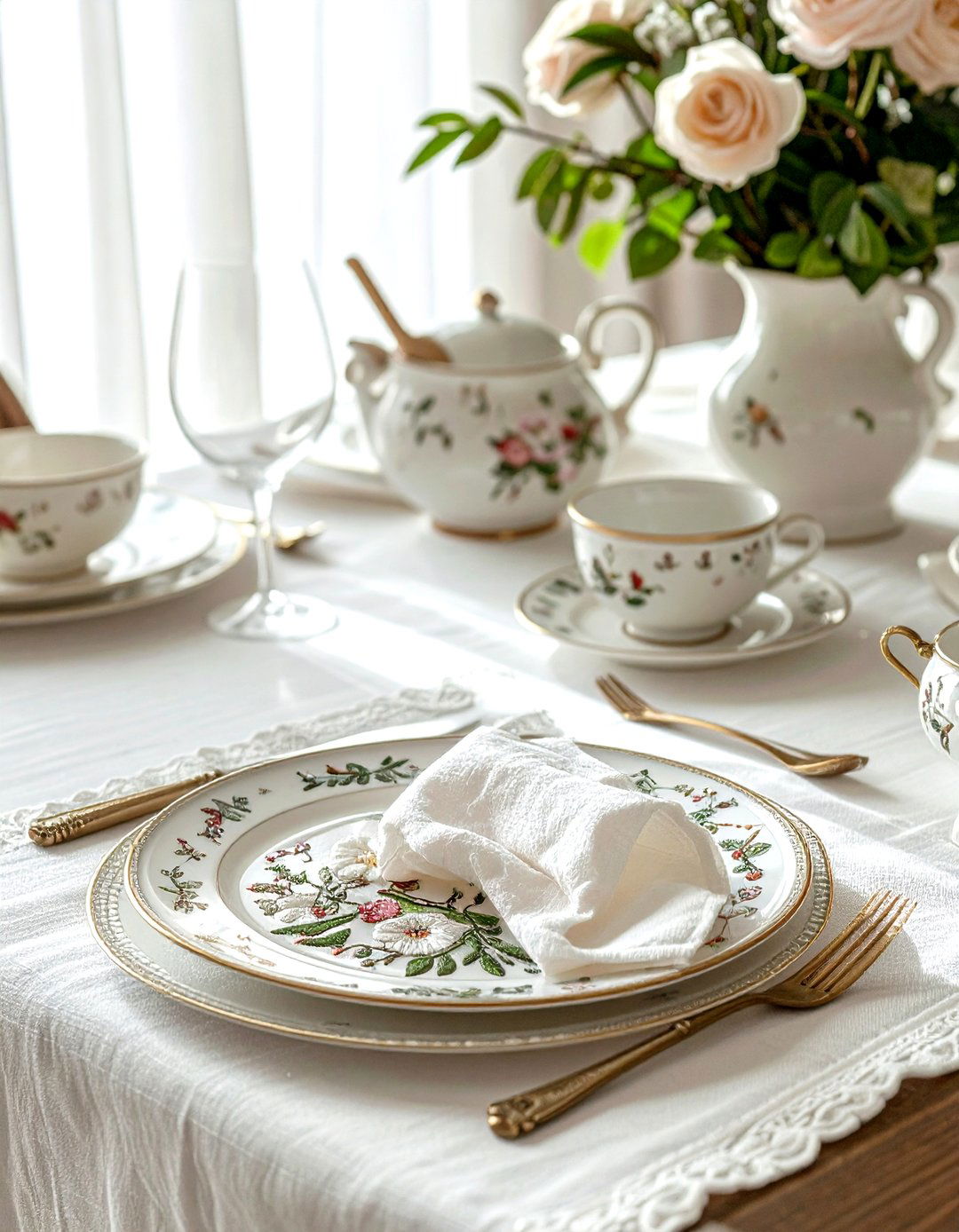 Embroidered Linen Placemats - 30 linen dining room ideas