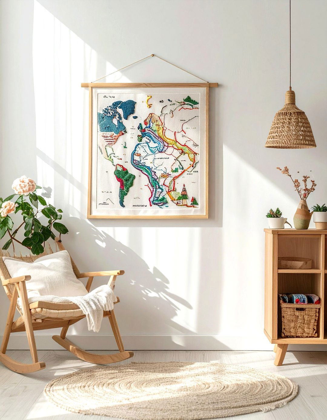 Embroidered Map Wall Hanging - 30 collected travel decor ideas