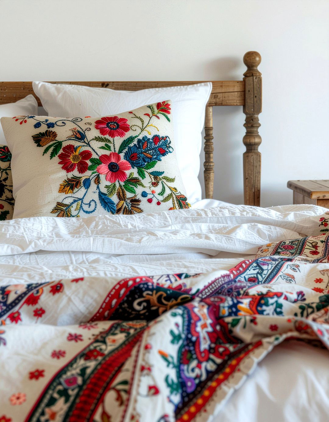 Embroidered Pillow Sham - 30 Mexican bedroom ideas