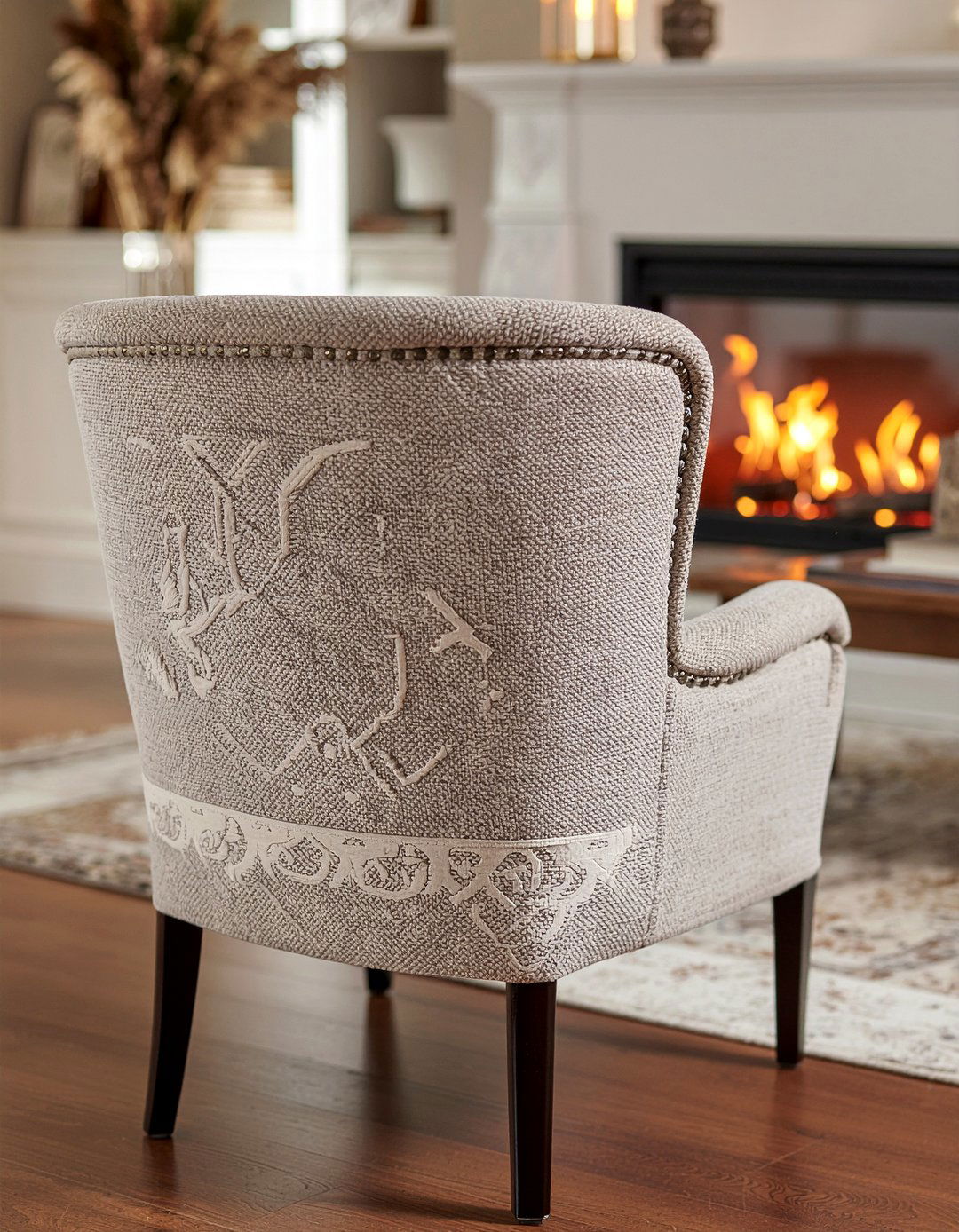 Embroidered armchair back - 30 embroidered living room ideas