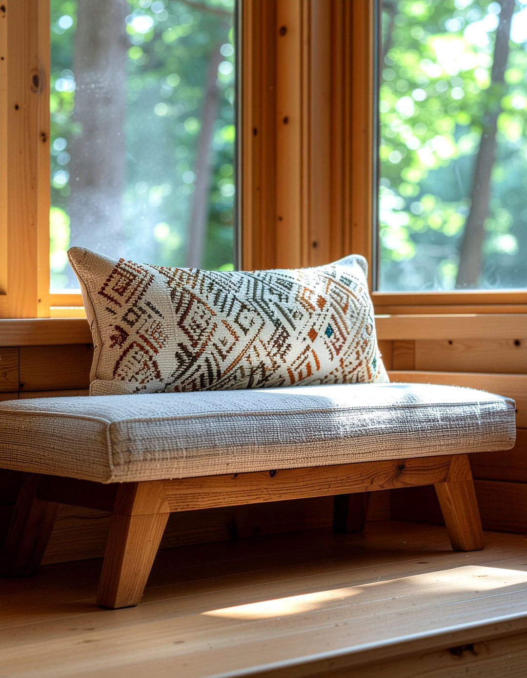 Embroidered bench cushion - 30 embroidered living room ideas