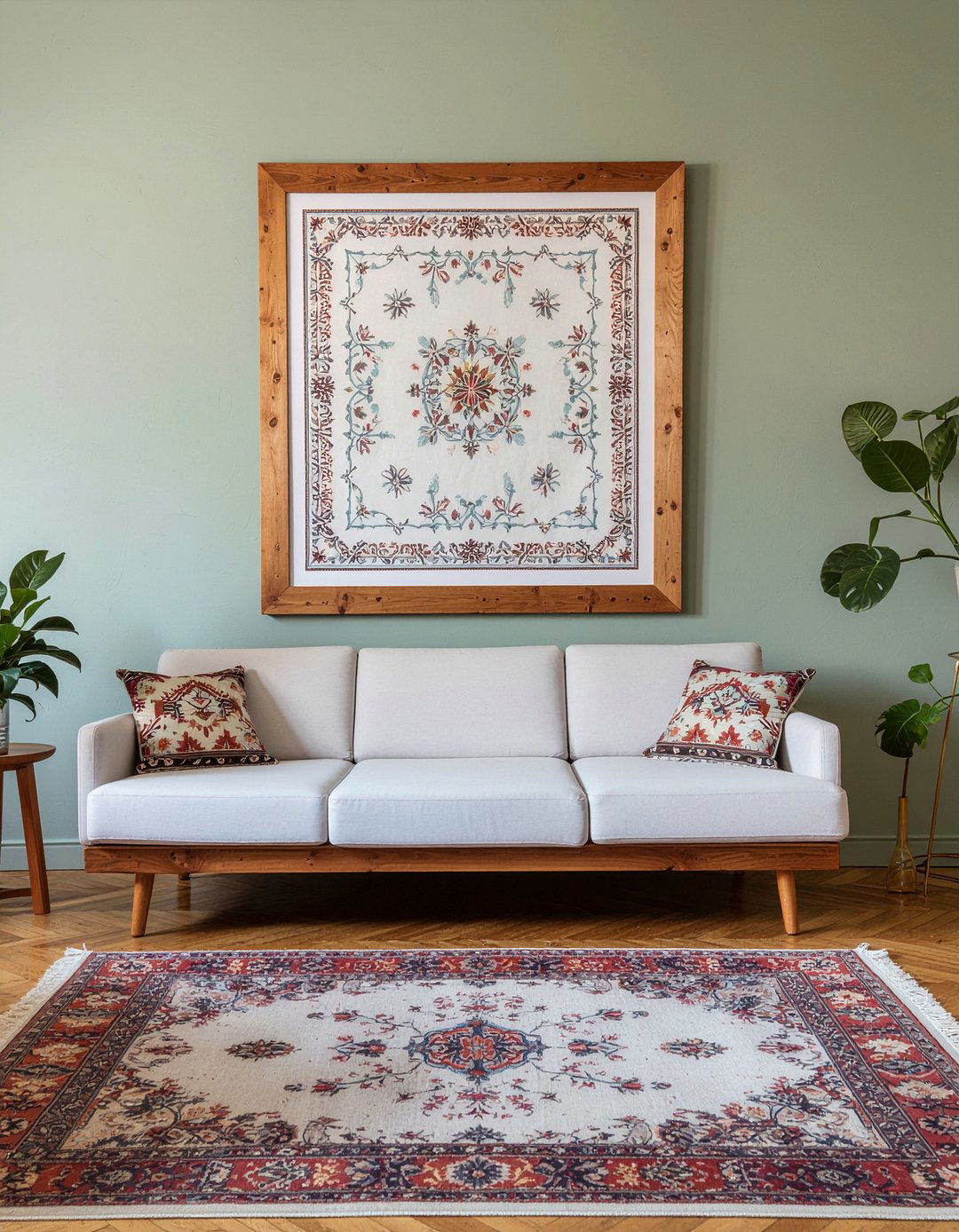 Embroidered fabric panel - 30 embroidered living room ideas