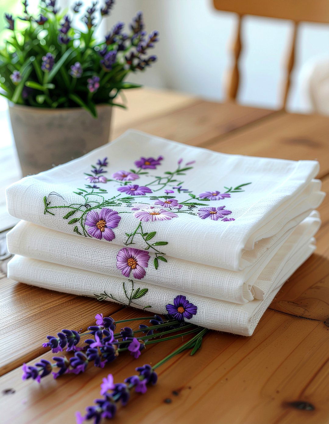Embroidered floral napkins - 30 floral pattern decor ideas