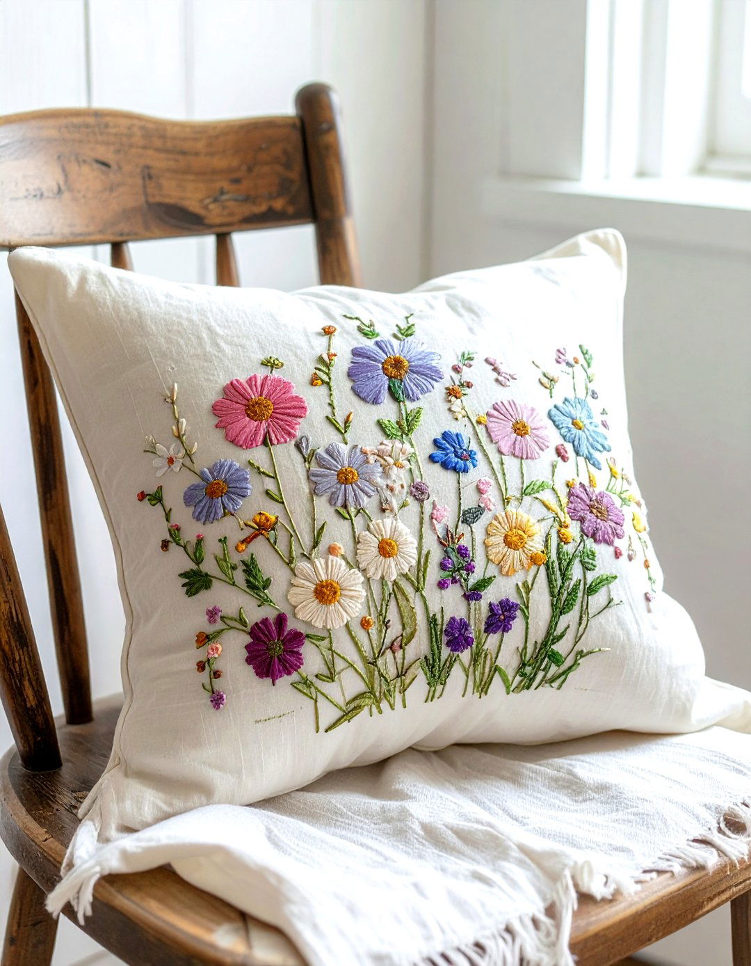 Embroidered floral pillow - 30 decorative pillow ideas