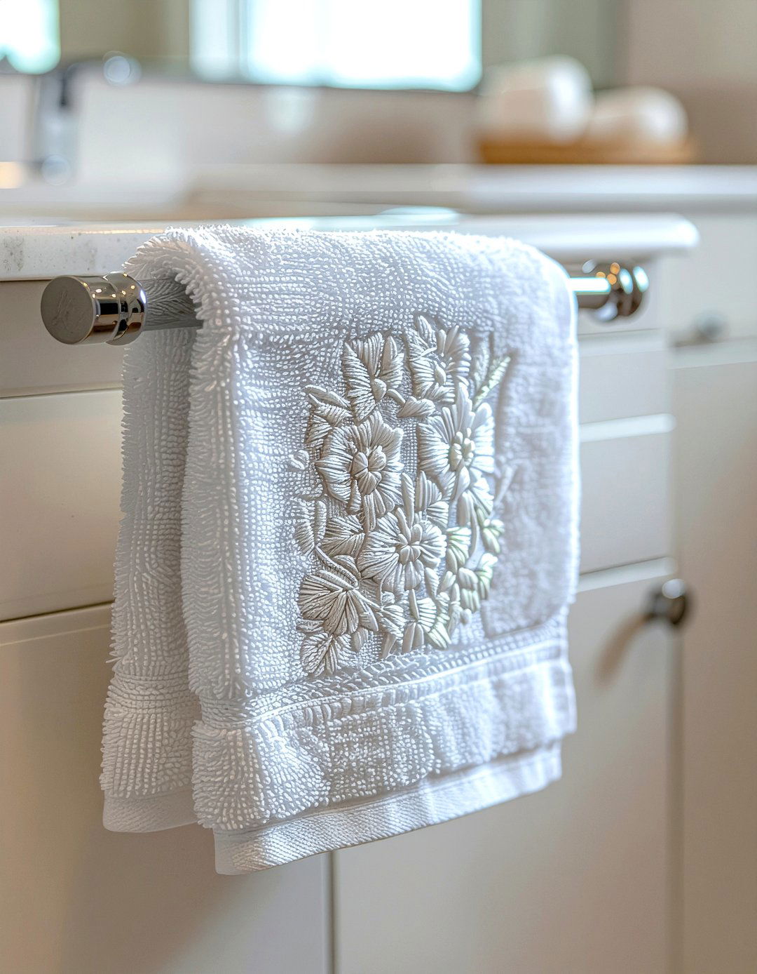 Embroidered hand towel - 30 bathroom handmade ideas