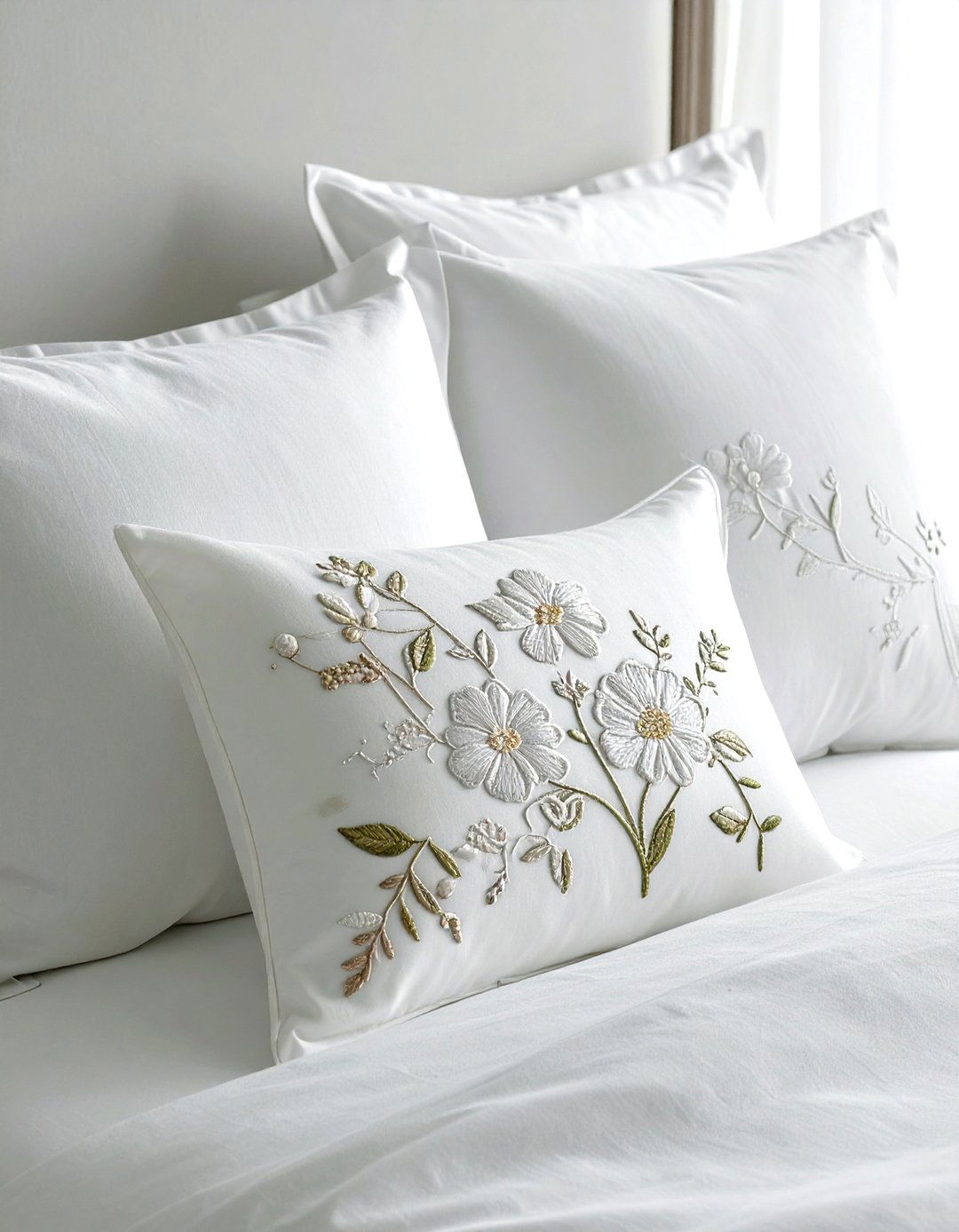 Embroidered pillows - 30 soft texture bedroom ideas