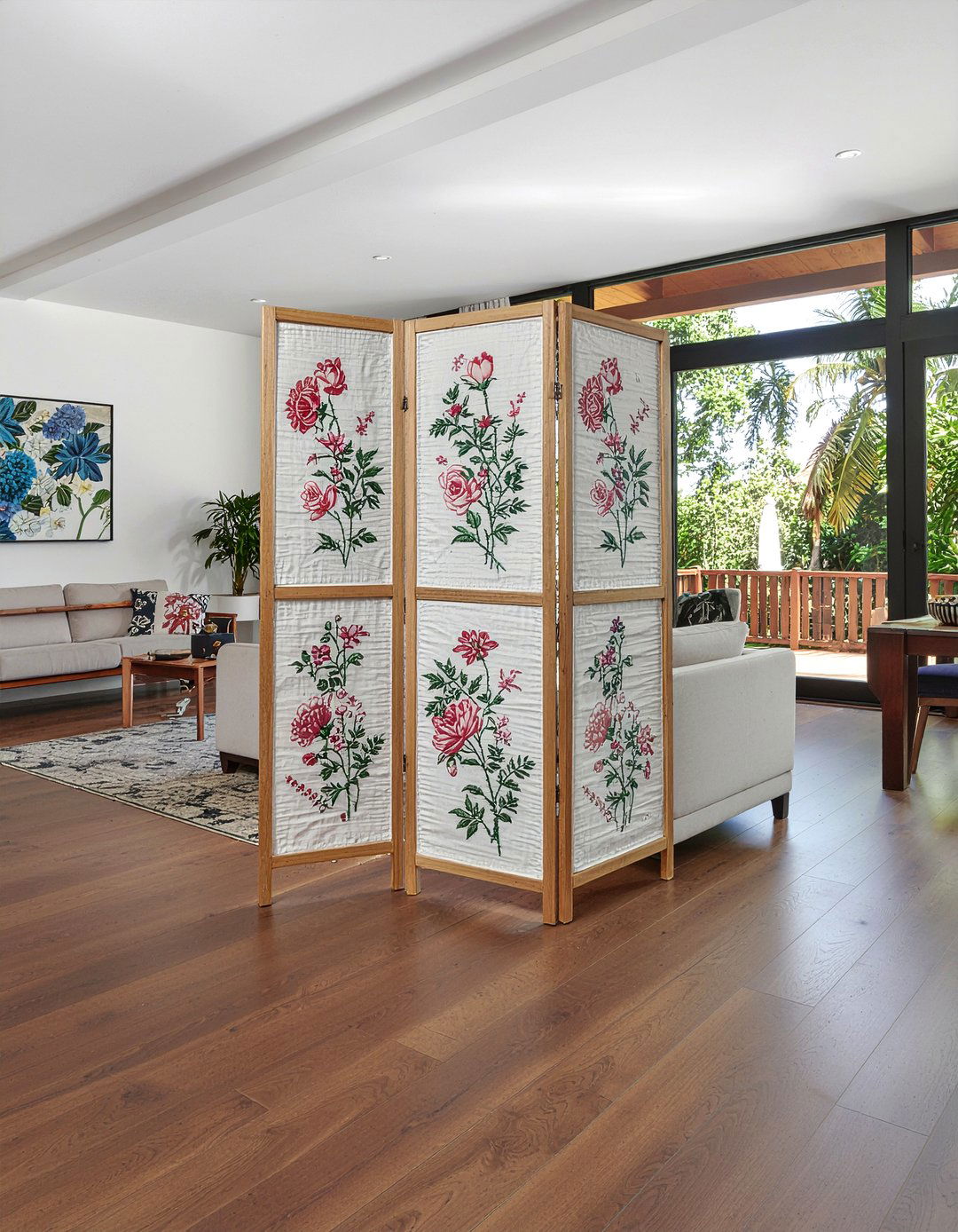 Embroidered room divider - 30 embroidered living room ideas