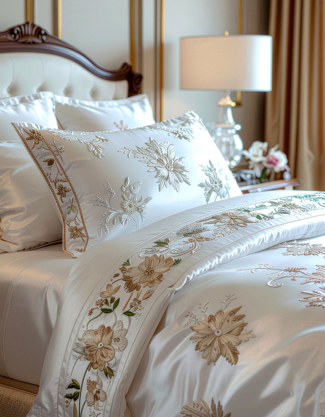 Embroidered satin bedding - 30 bedroom satin bedding ideas