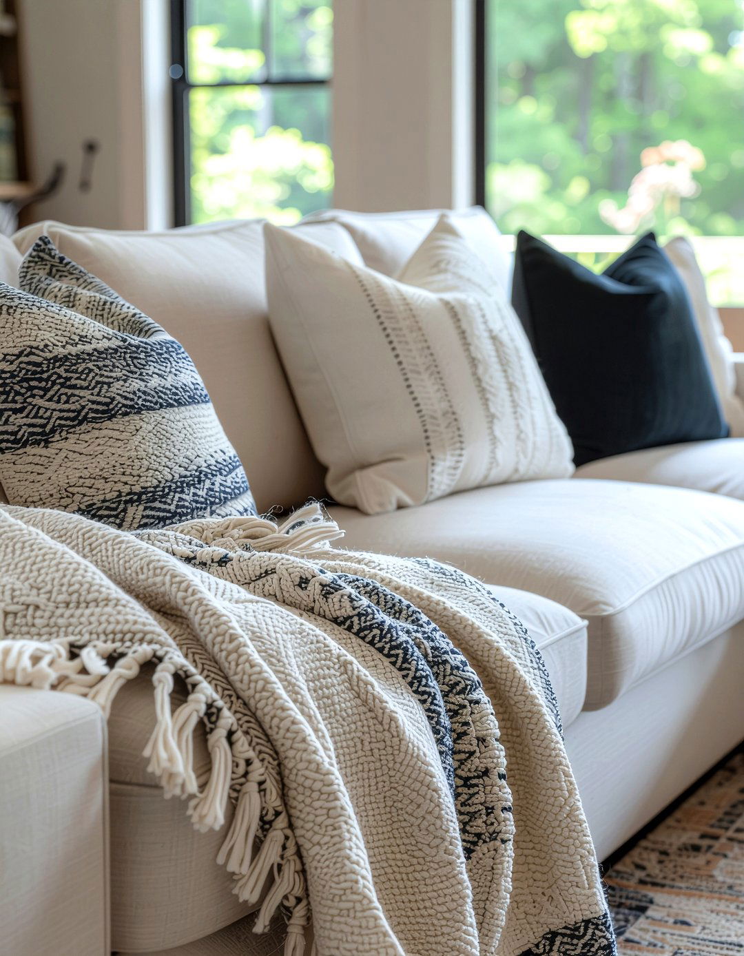 Embroidered throw blanket - 30 embroidered living room ideas