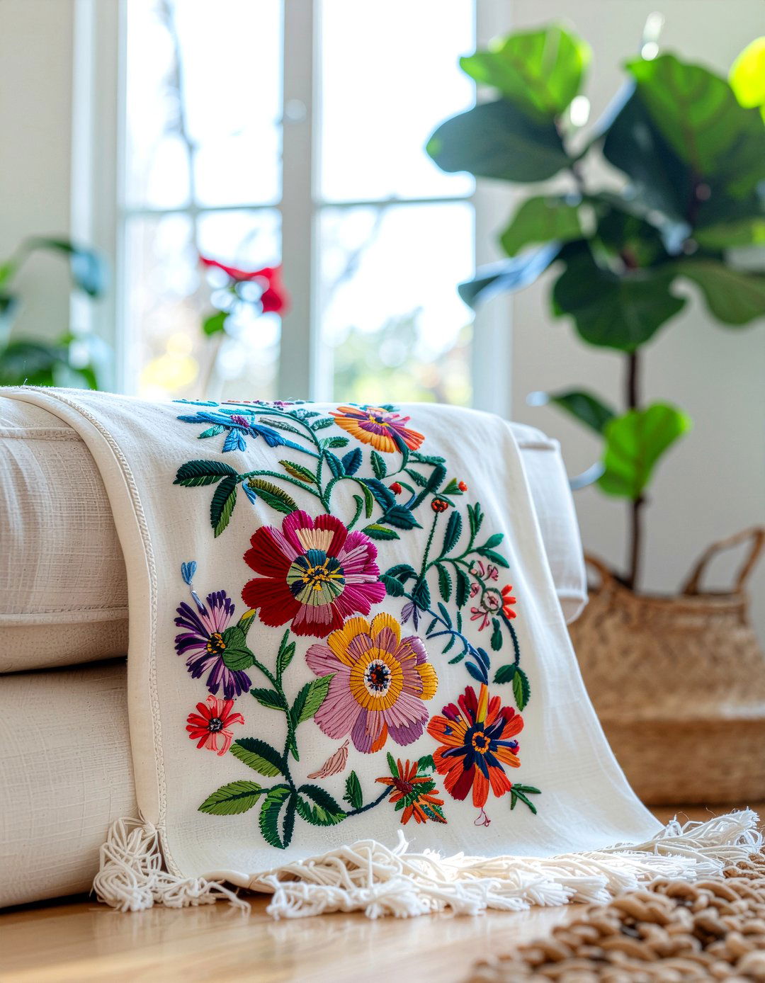 Embroidered throw blanket - 30 living room throws