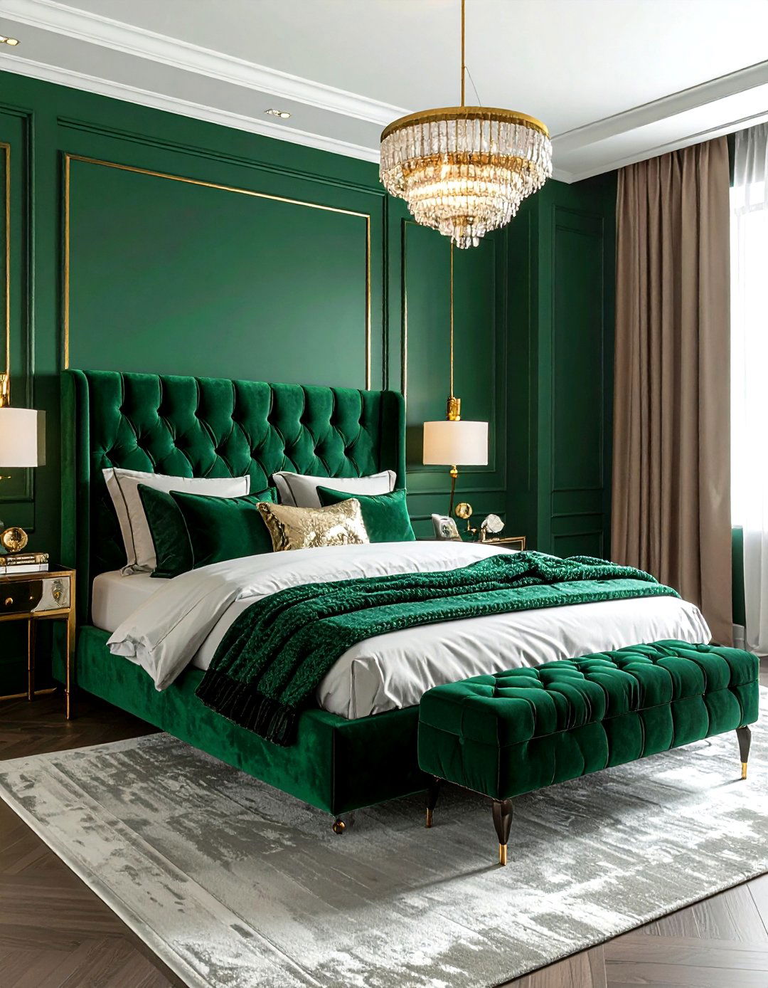 Emerald Bedroom - 30 monochromatic bedroom ideas