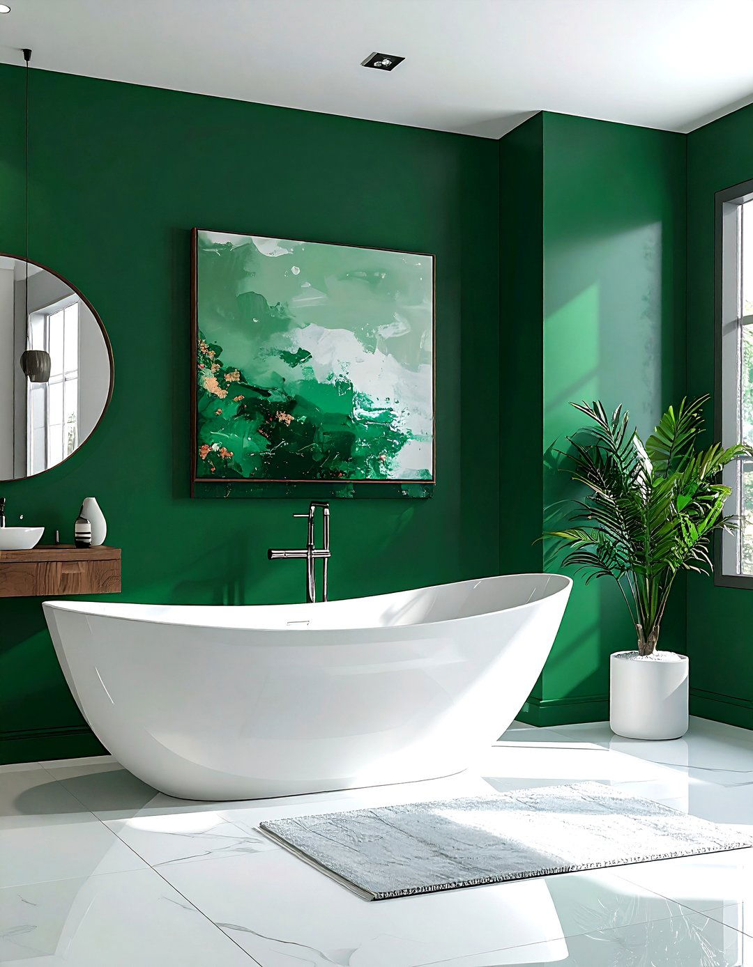 Emerald Green Accent Wall - 30 emerald and white bathroom ideas