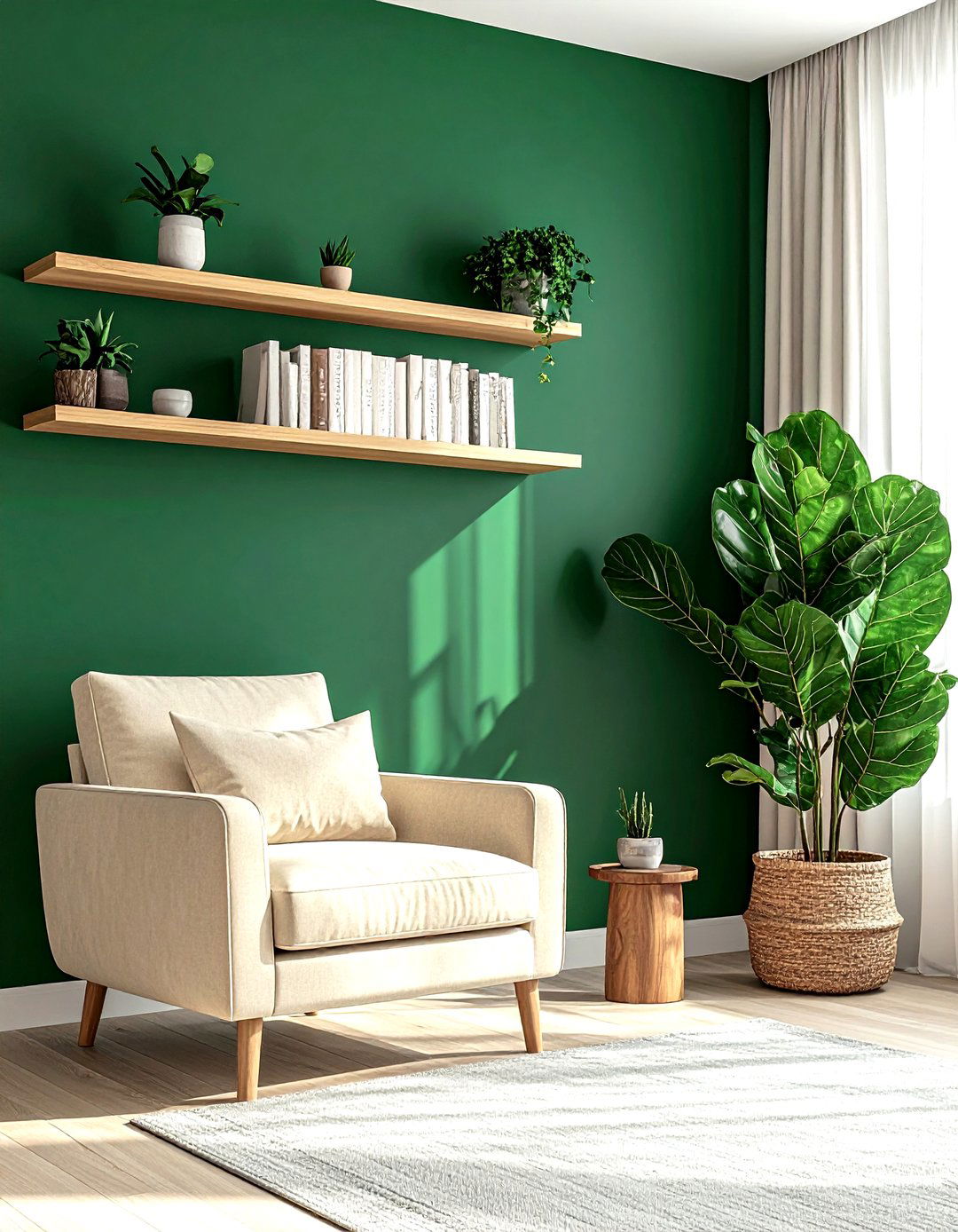 Emerald Green Accent Wall - 30 emerald living room decor ideas