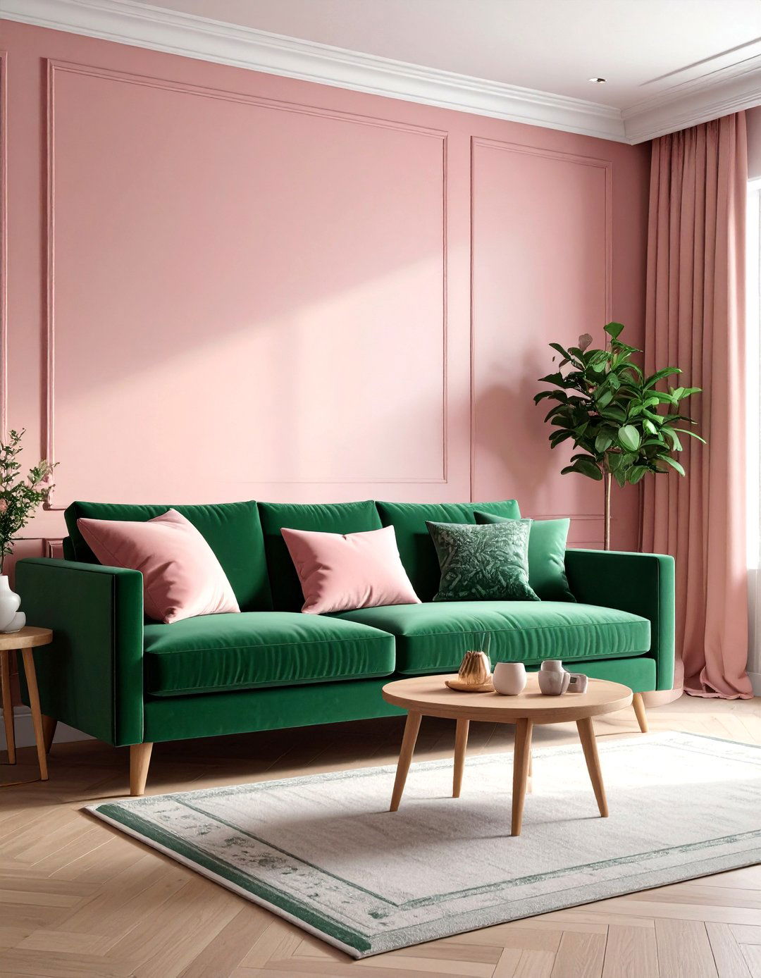 Emerald Green And Blush Pink Room - 30 emerald living room decor ideas