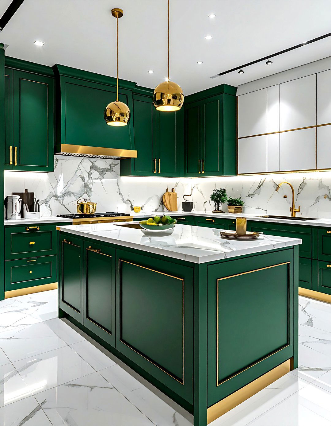 Emerald Green And Gold Kitchen - 30 two-tone kitchen ideas
