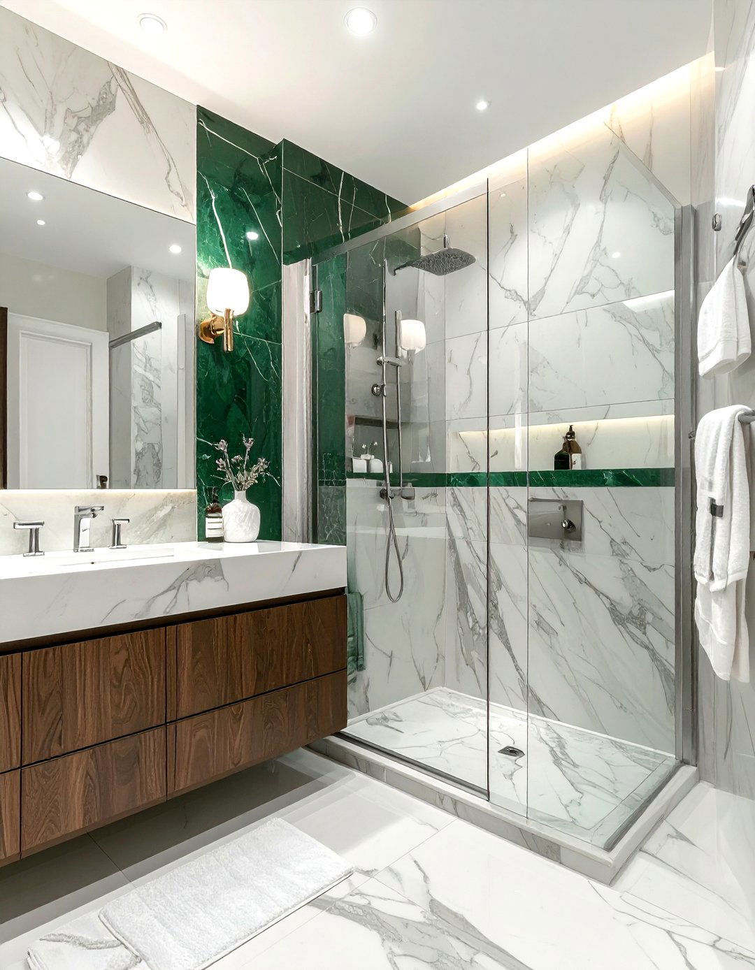 Emerald Green And Marble Bathroom - 30 emerald bathroom decor ideas