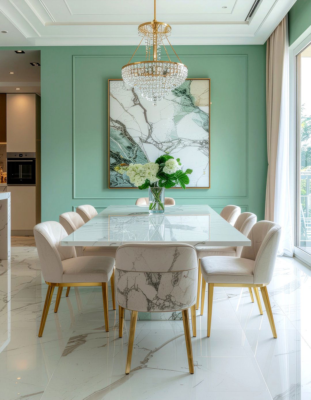 Emerald Green And Marble Dining Room - 30 emerald green dining room ideas