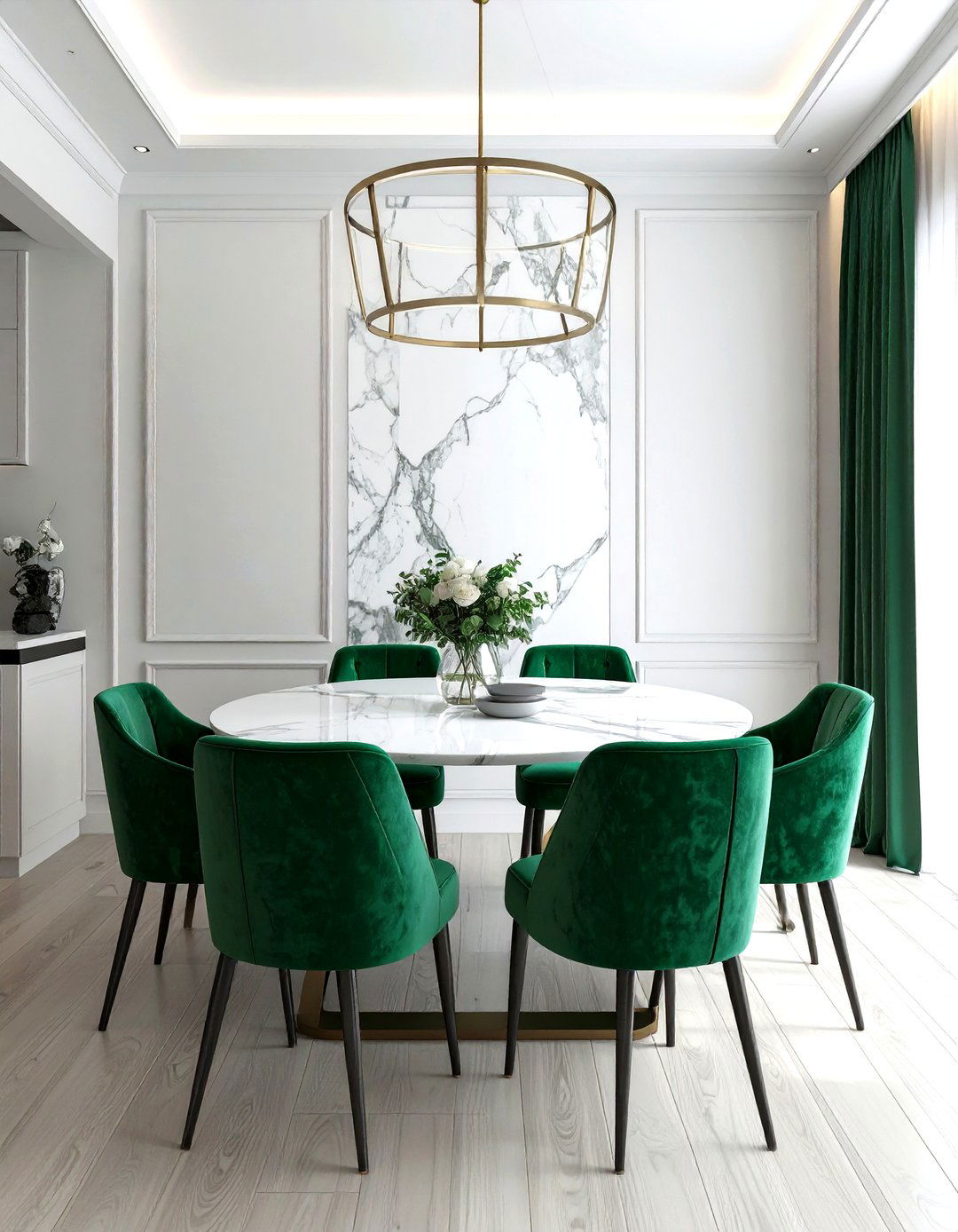 Emerald Green And Marble Dining Room - 30 emerald dining room decor ideas
