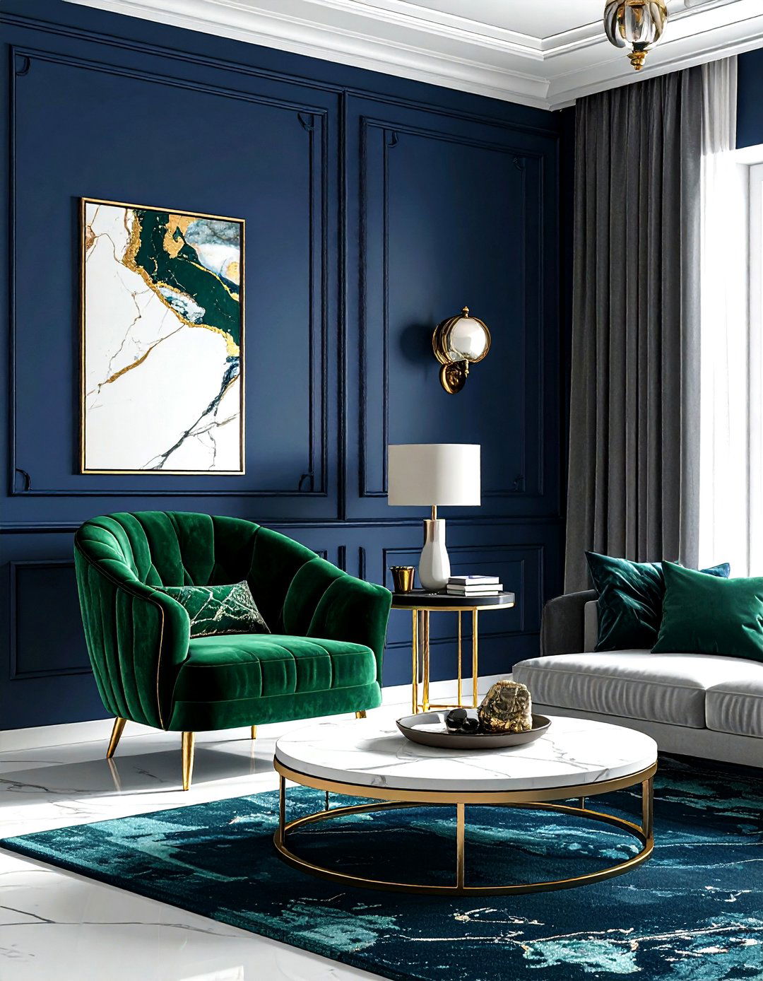 Emerald Green And Navy Living Room - 30 emerald living room decor ideas