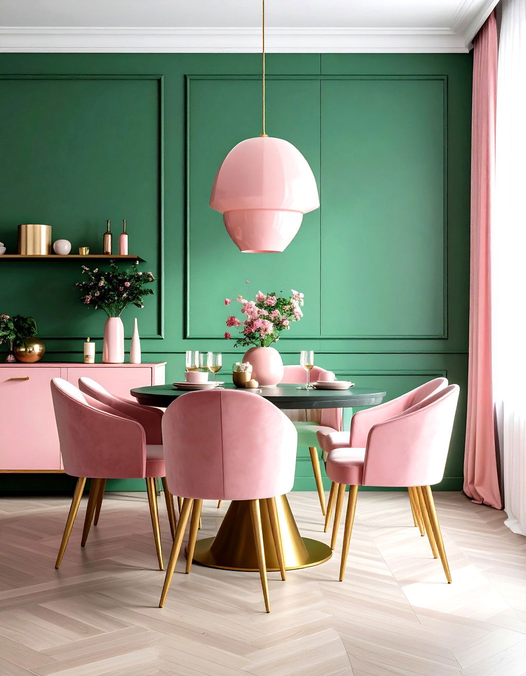 Emerald Green And Pink Dining Room - 30 emerald dining room decor ideas