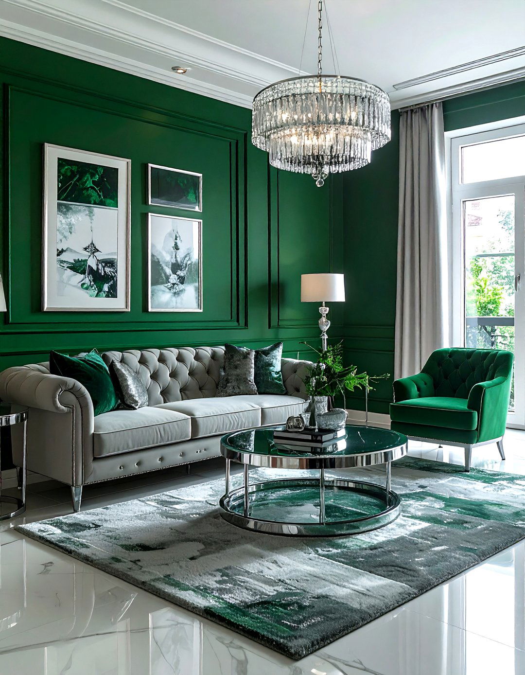 Emerald Green And Silver Living Room - 30 silver accent living room ideas
