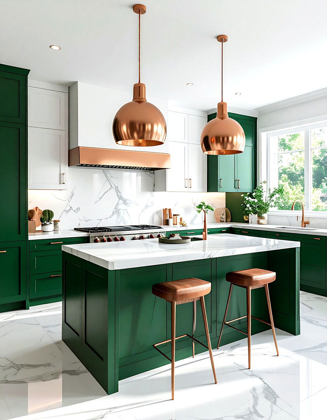 Emerald Green And White Kitchen Copper Accents - 30 emerald and white kitchen ideas