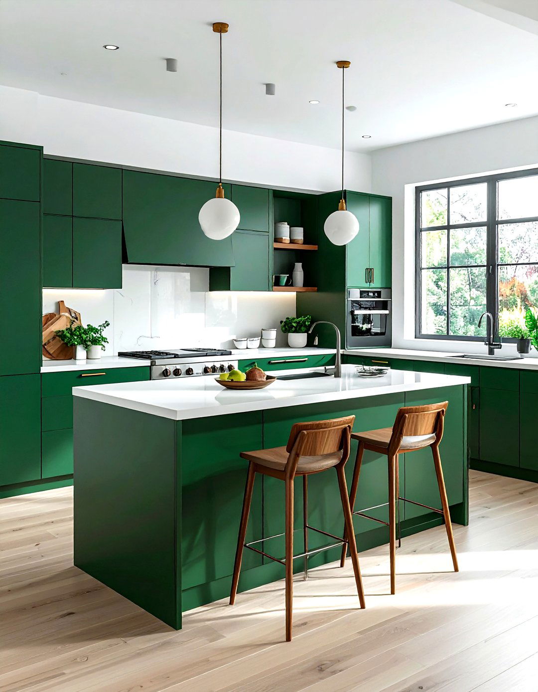 Emerald Green And White Kitchen Walnut Accents - 30 emerald and white kitchen ideas
