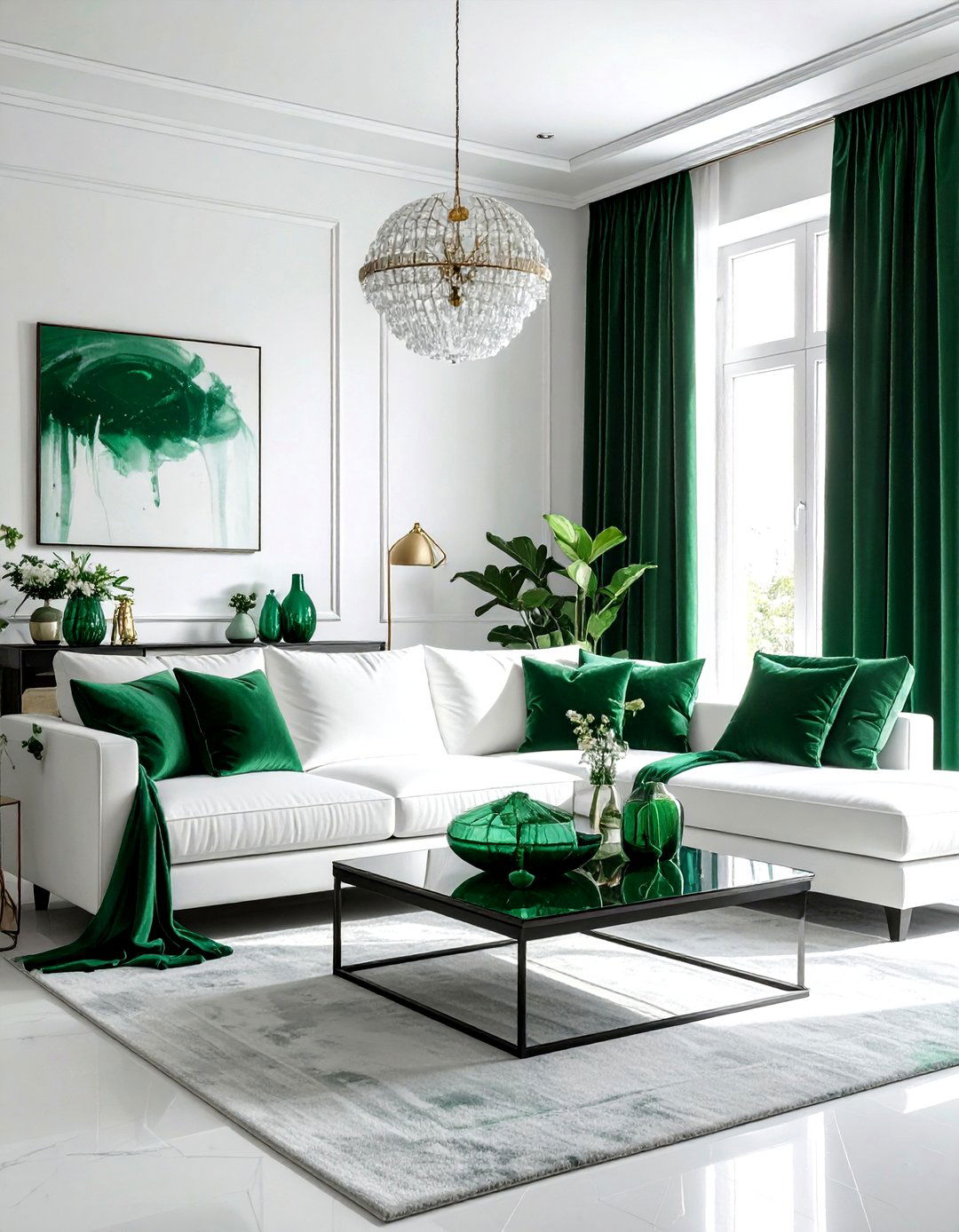 Emerald Green And White Living Room - 30 emerald living room decor ideas