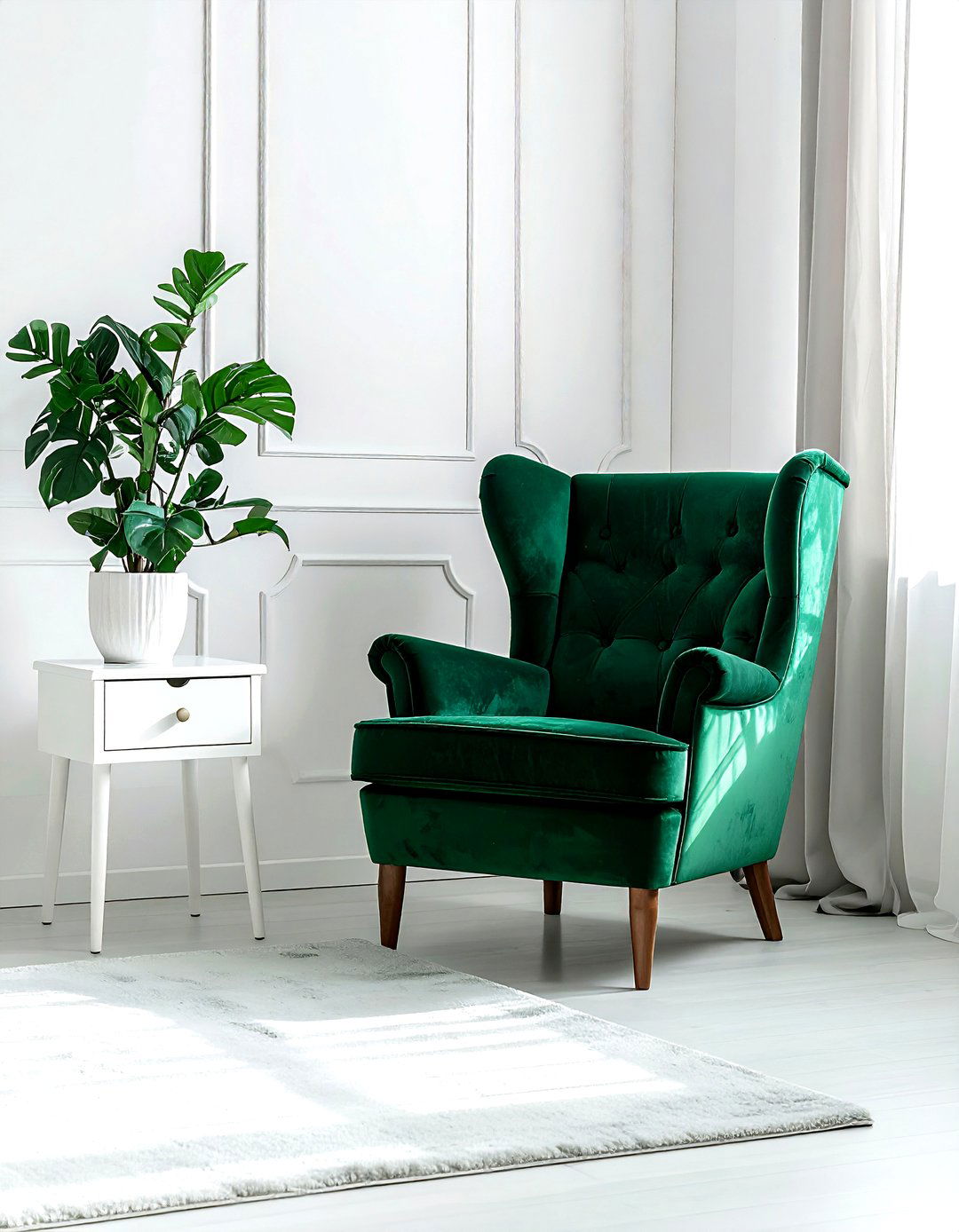 Emerald Green Armchair In Bedroom - 30 emerald and white bedroom ideas