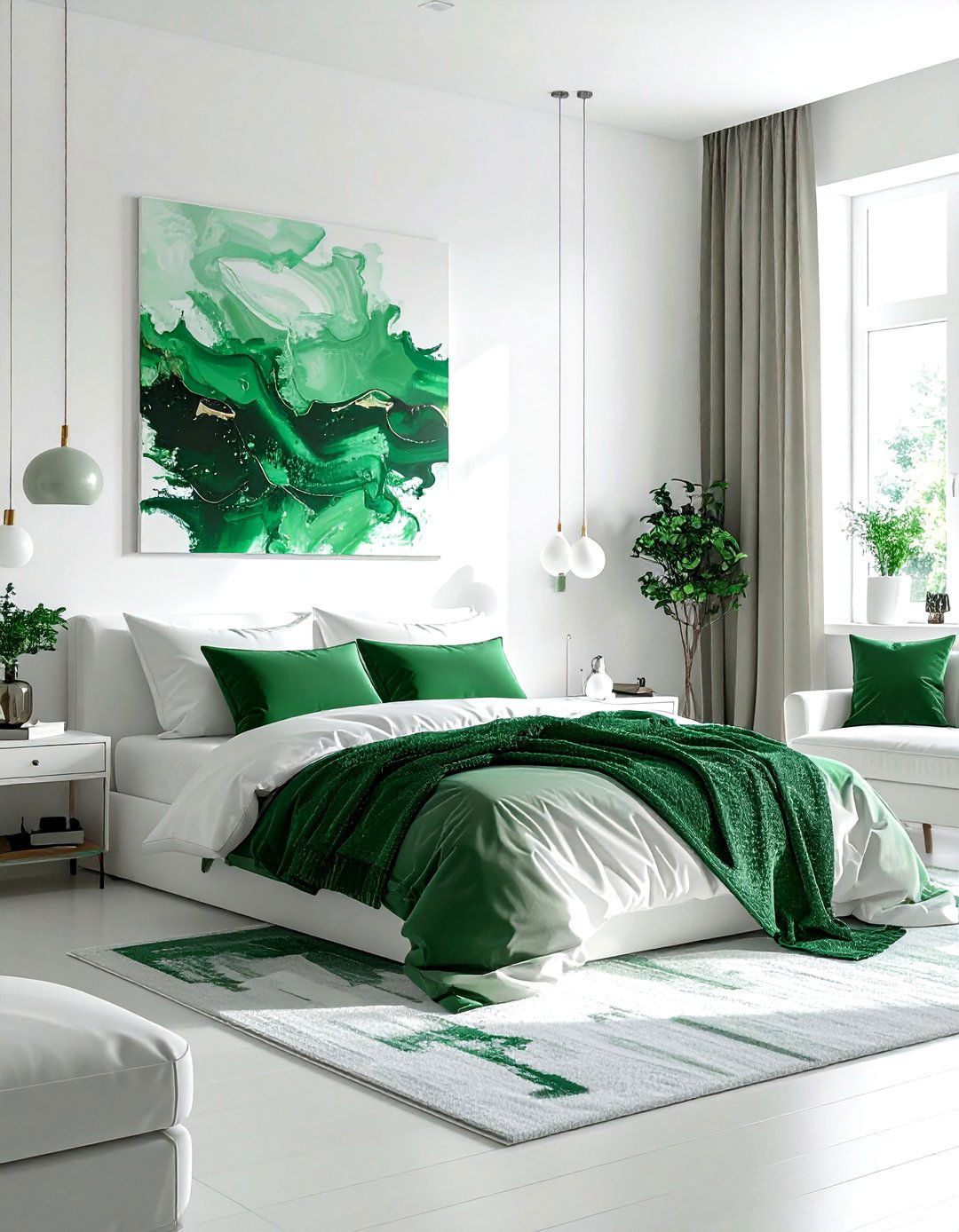 Emerald Green Artwork - 30 emerald and white bedroom ideas
