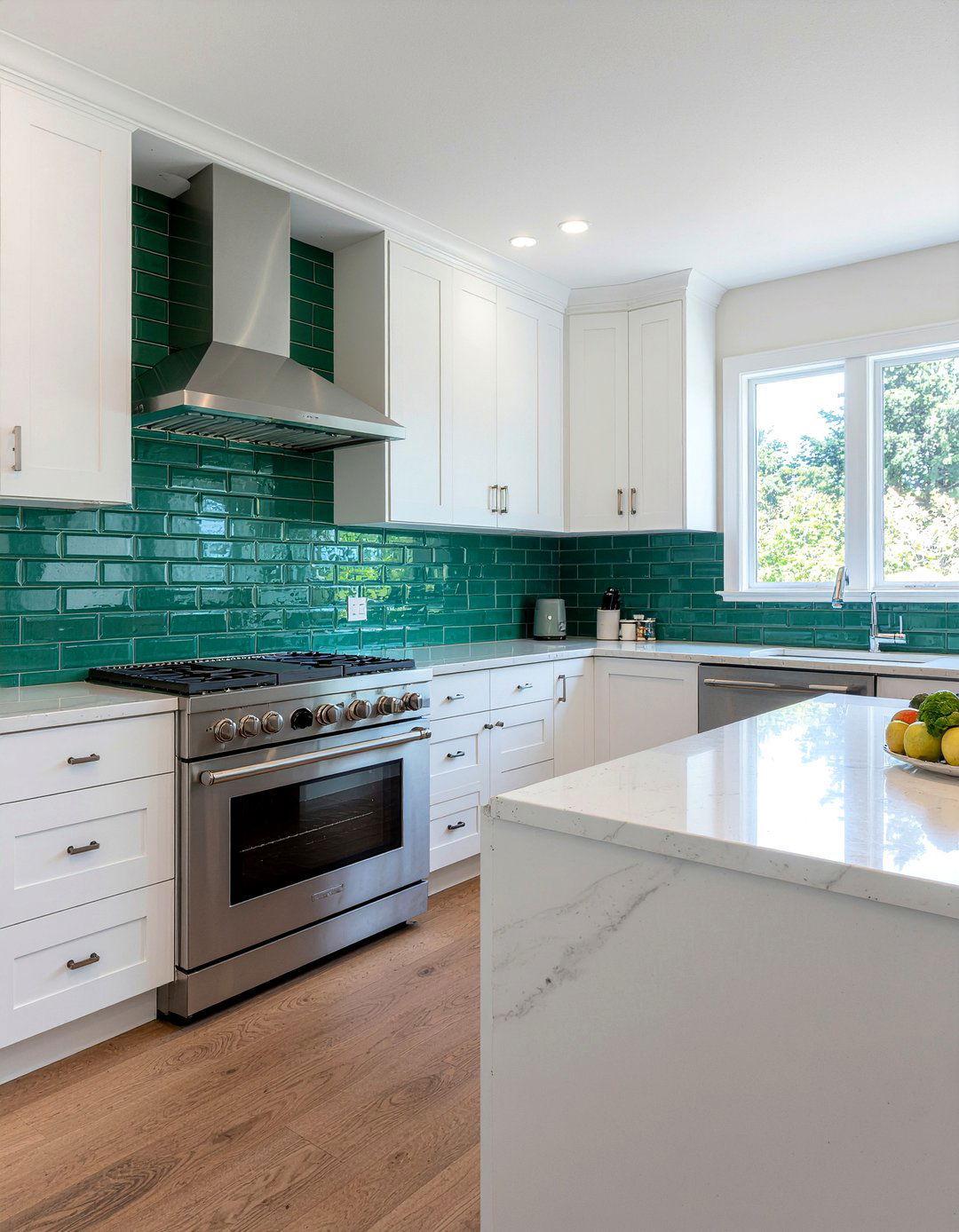 Emerald Green Backsplash Tile - 30 green kitchen design ideas