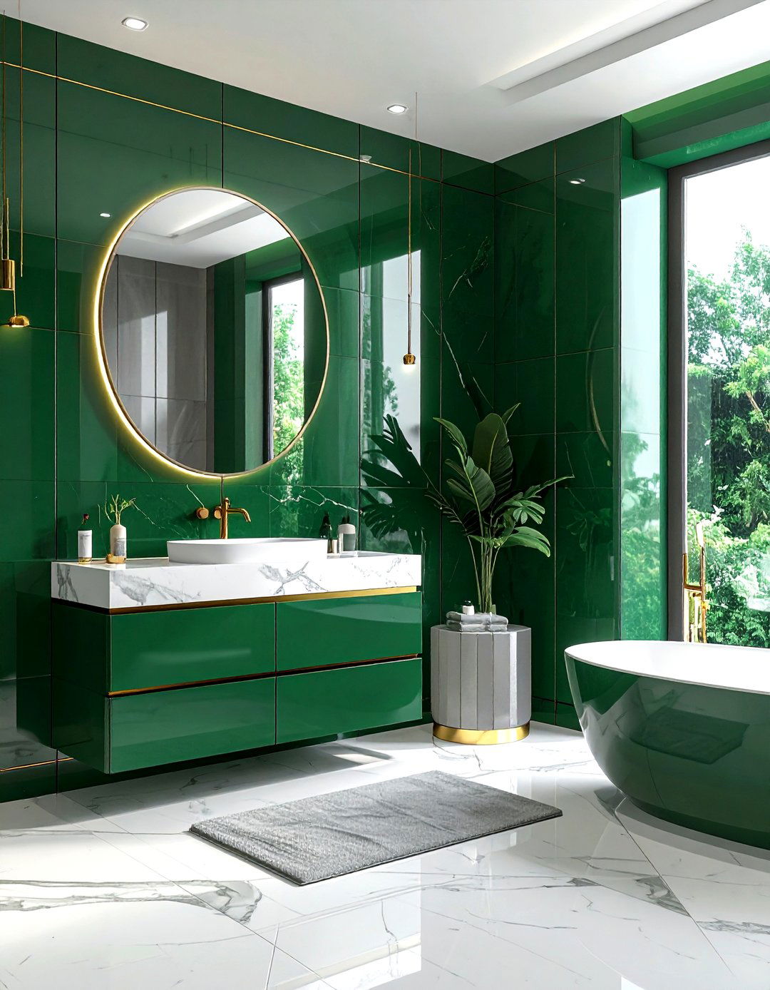 Emerald Green Bathroom - 30 green bathroom decor ideas
