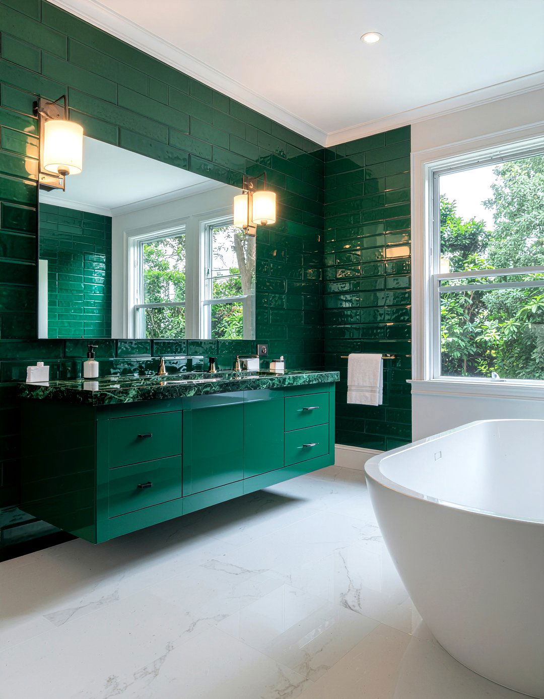 Emerald Green Bathroom - 30 monochromatic bathroom ideas