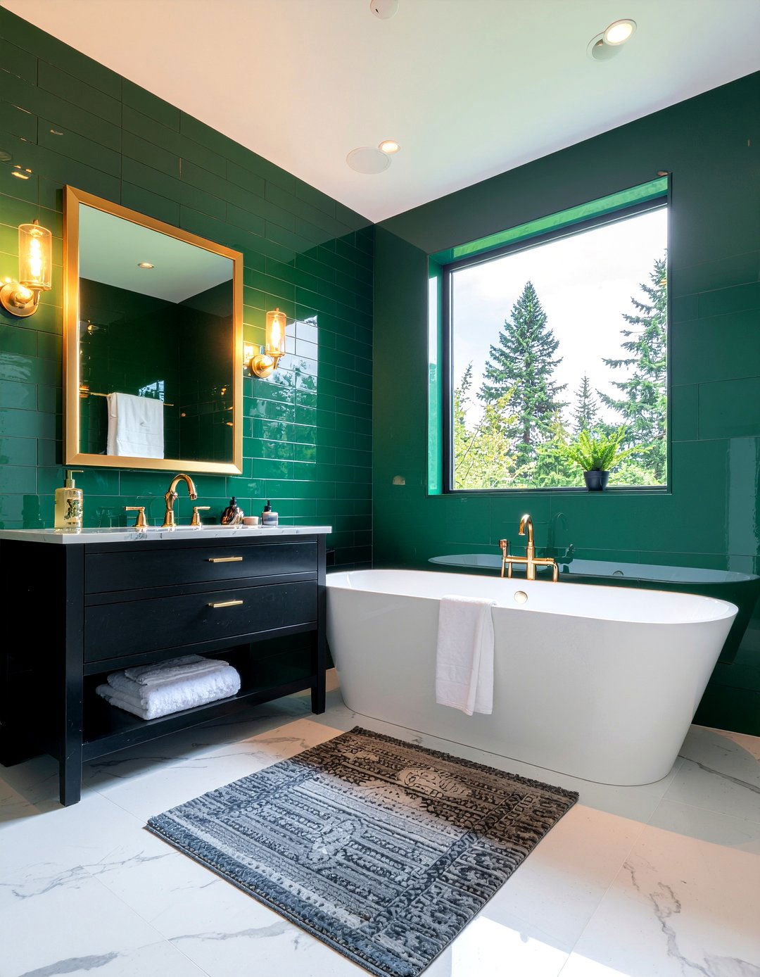 Emerald Green Bathroom - 30 moody bathroom ideas