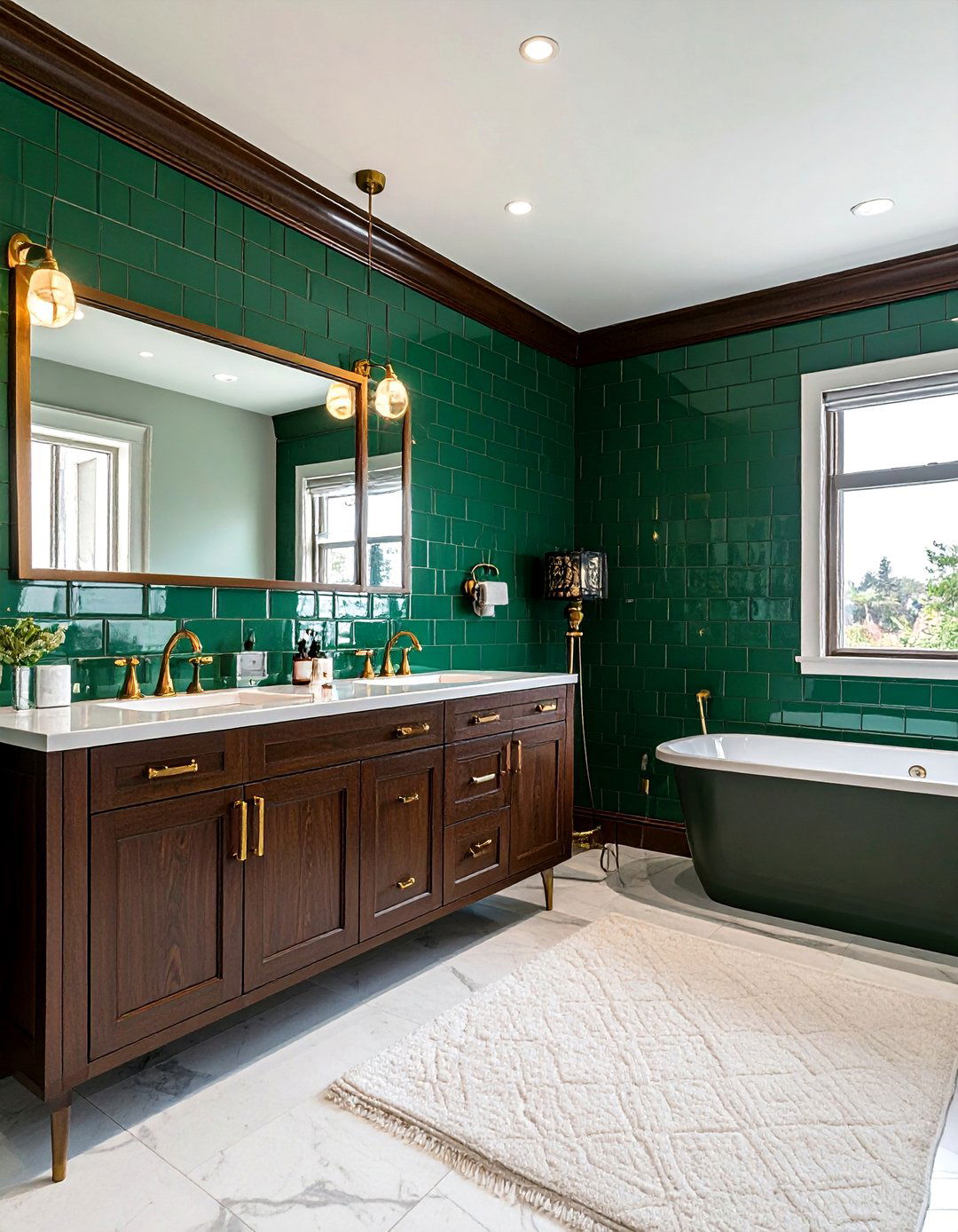 Emerald Green Beveled Subway Tile - 30 beveled subway tile bathroom ideas