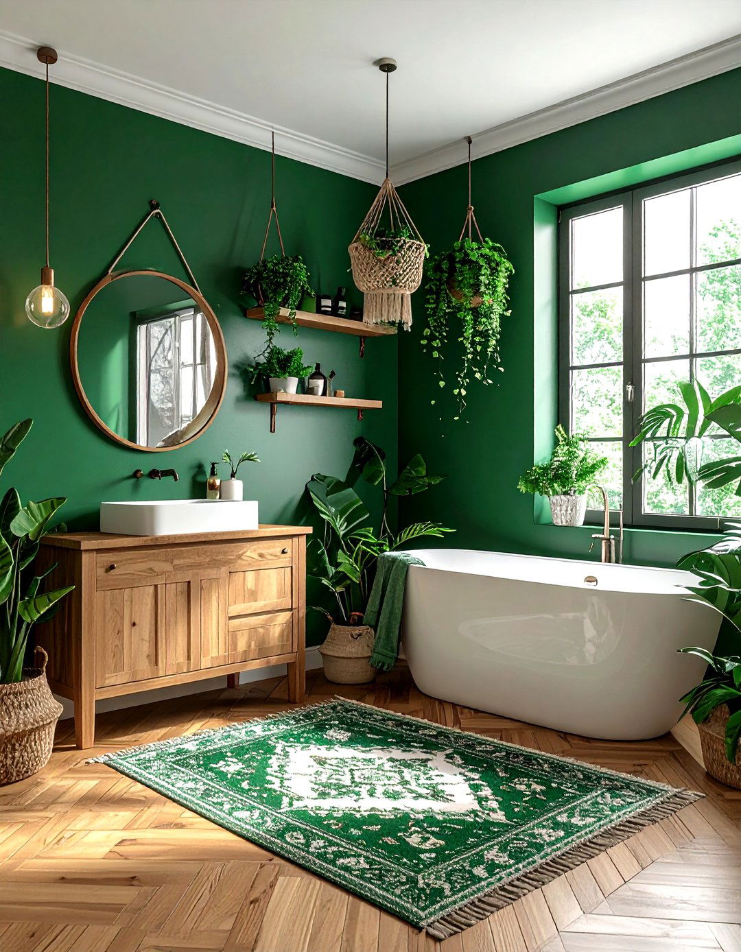 Emerald Green Boho Bathroom - 30 emerald bathroom decor ideas